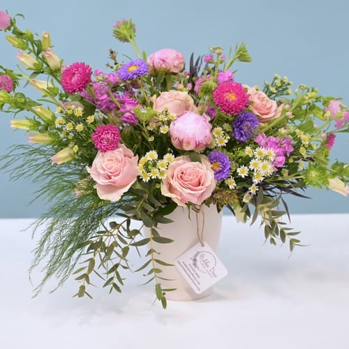 Flower Delivery Northwest Raleigh - Bright mixed flower arrangement with roses and greenery for delivery to Northwest Raleigh